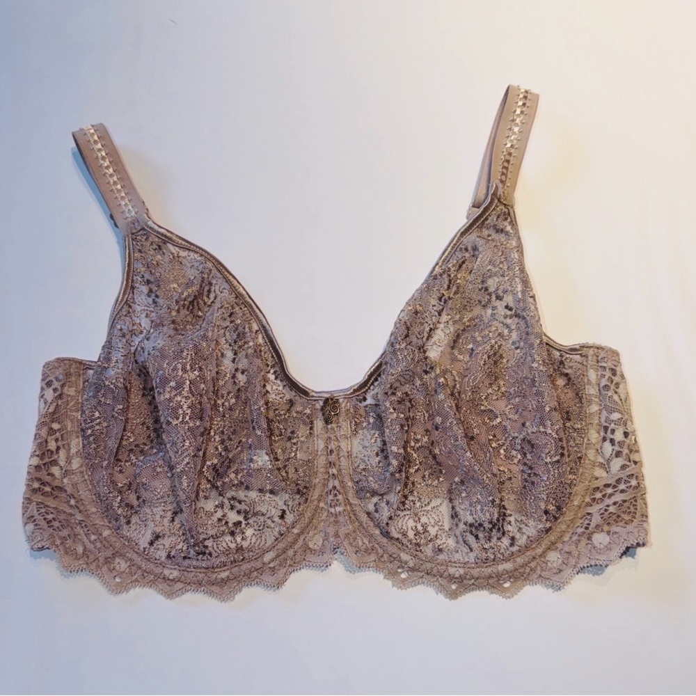Empreinte 32F Cassiopee 07151 Embroidered French Lace Unlined Bra Rose Savauge - Picture 7 of 16